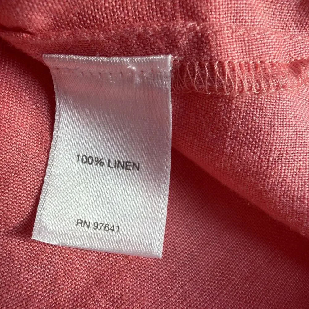 J Jill Linen Top Womens large Petite Casual Button Front Shirt Blouse Salmon - Picture 8 of 11